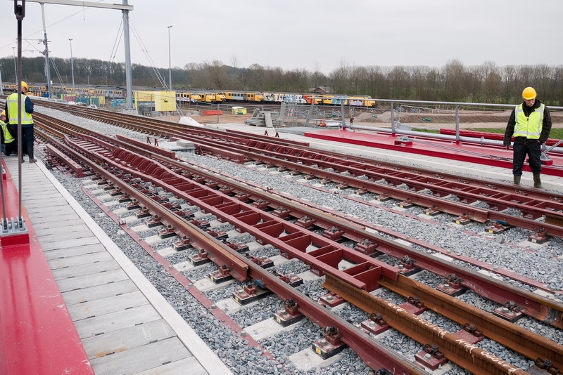 Constructie om de uitzetting van de brug op te vangen.
